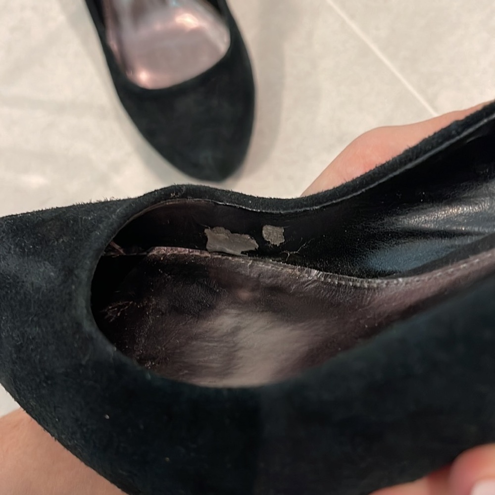 Steve Madden women size 5.5 black suede alike closed shoes kitten heel - Picture 15 of 15